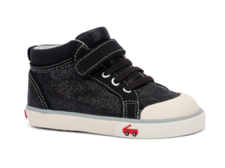 Peyton Black Glitter Leather