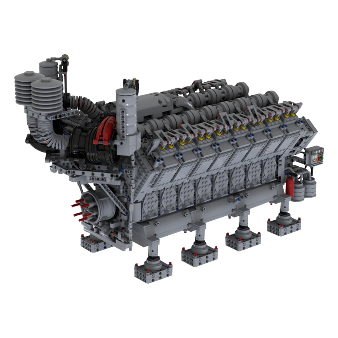  V16 Diesel Engine Model Building Blocks Set MOC-73232 