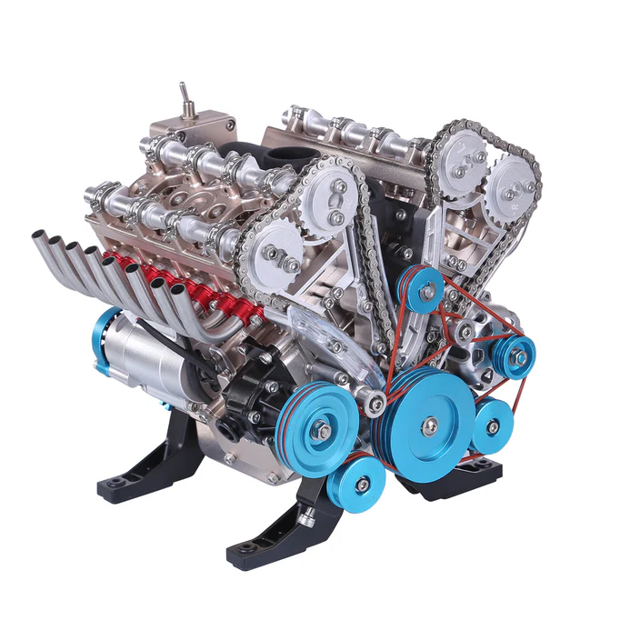 V8 Engine Model Kit that Works - Build Your Own V8 Engine - TECHING 1: 3 Full Metal V8 Car Engine Model Kit 500+Pcs