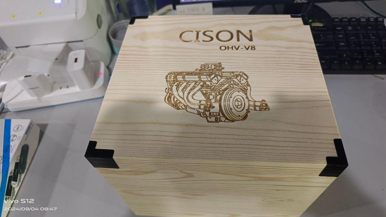 CISON V8 Engine Small-block 44CC 1/6 Scale Water-Cooled 4-Stroke 8-Cylinder Gasoline Engine Internal Combustion V8 Engine Model Kit that Works