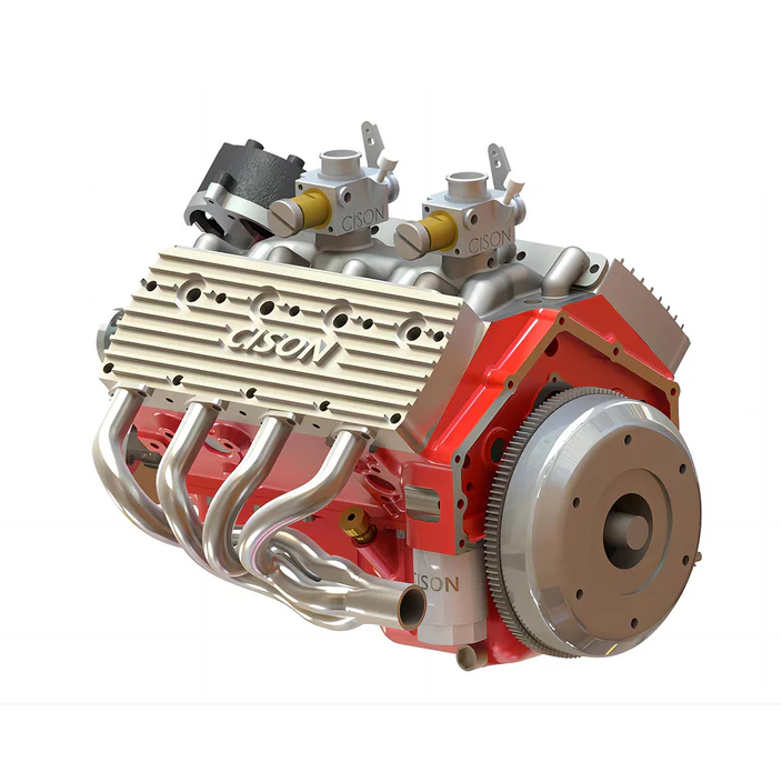 CISON V8 Engine Small-block 44CC 1/6 Scale Water-Cooled 4-Stroke 8-Cylinder Gasoline Engine Internal Combustion V8 Engine Model Kit that Works