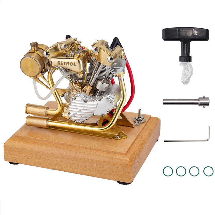 RETROL R29 4.2CC Mini V2 Engine OHV V-Twin Motorcycle Engine Double-cylinder Four-stroke Gasoline Engine Internal Combustion Engine Model