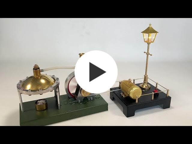 ENJOMOR Retro Vertical Steam Engine Kit with Spherical Boiler and RETROL Mini Steam Generator and Lamp Scene Model Set