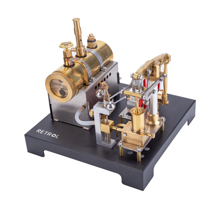 RETROL Full Metal Beam Engine Steam Engine Model Kit with Horizontal Boiler with Centrifugal Regulator Flyball