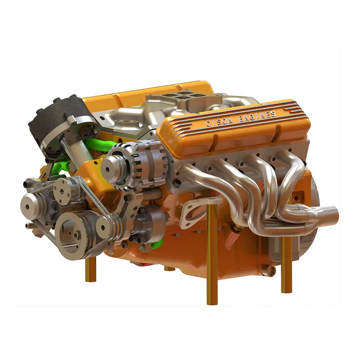 CISON V8 Engine Small-block 44CC 1/6 Scale Water-Cooled 4-Stroke 8-Cylinder Gasoline Engine Internal Combustion V8 Engine Model Kit that Works