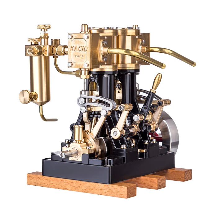 KACIO LS2-14 2 Cylinders Reciprocating Retro Steam Engine Model for Model Ship Model Boat Above