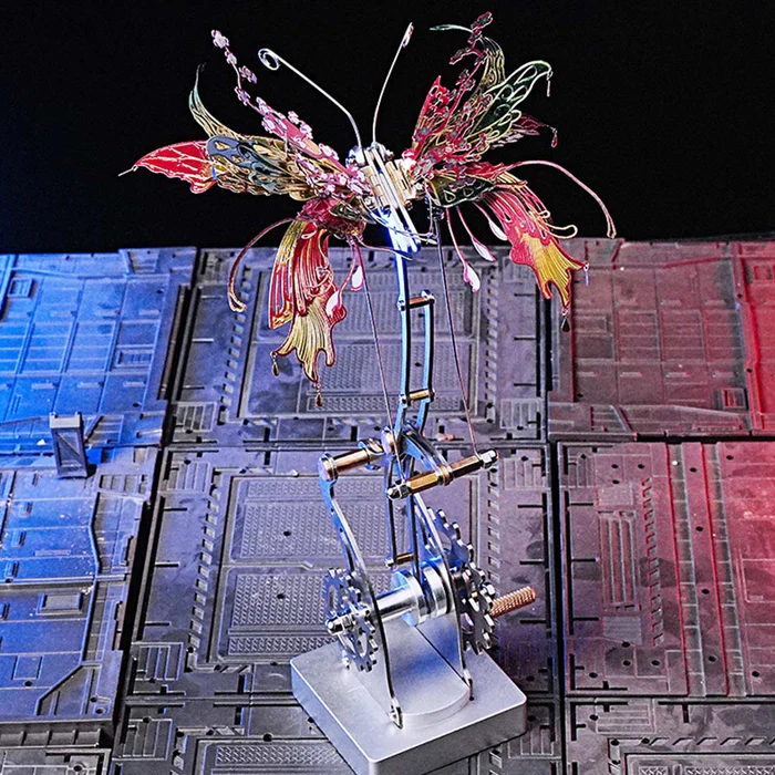 3D Metal Mechanical Butterfly Assembly Model Kit with Mechanical Transmission