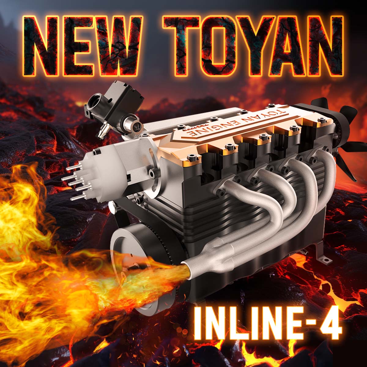 TOYAN FS-L400BGC 14CC Inline 4 Cylinder 4 Stroke OHC L4 Water-cooled Gasoline Engine Model for RC Model Car Ship Airplane