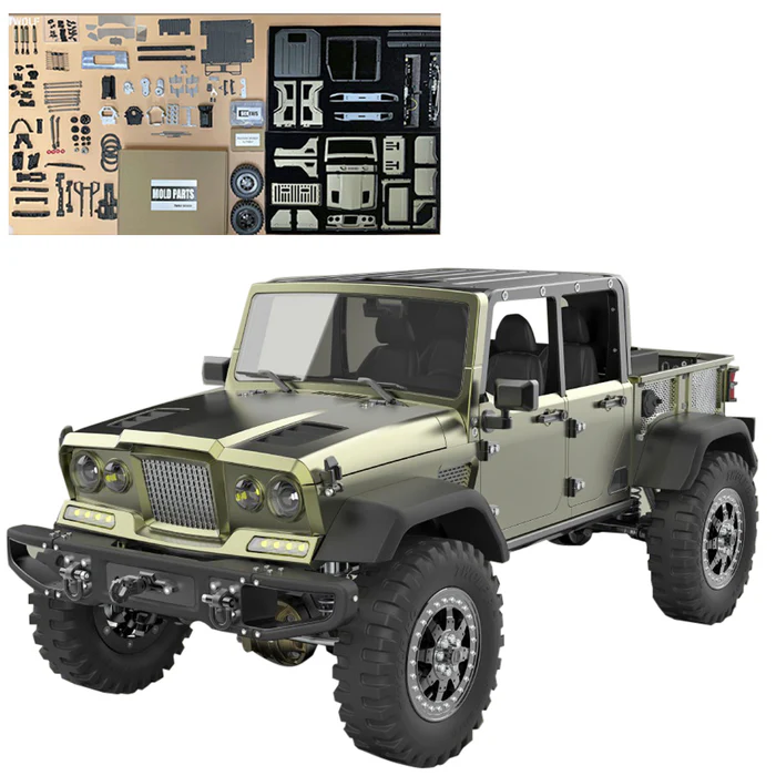 TWOLF TW-715 V8 Engine Powered 1:10 Scale RC Off-road 4WD 4-Door Pickup Truck Vehicle Crawler Kit