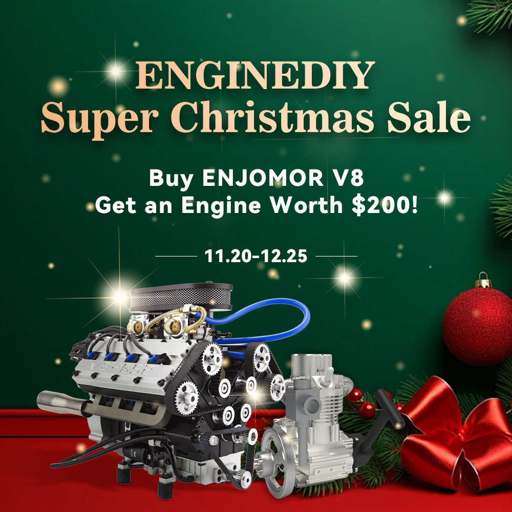 ENJOMOR V8 GS-V8 78CC DOHC Gasoline V8 Engine Model That Works with Starter Kit