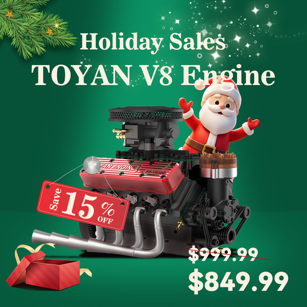 TOYAN V8 Engine FS-V800WGPC 28cc OHV Gasoline Engine - Build Your Own V8 Engine - V8 Engine Model Kit That Works