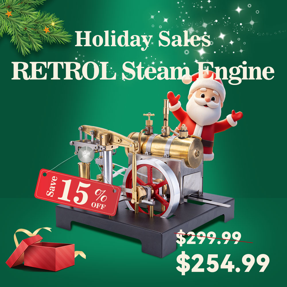 RETROL Full Metal Beam Engine Steam Engine Model Kit with Horizontal Boiler with Centrifugal Regulator Flyball