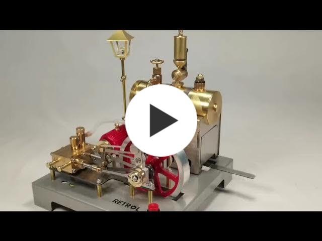 RETROL SE-02 Full Metal Stationary Steam Engine Model and Boiler Model Kit with Generator and Street Lamp