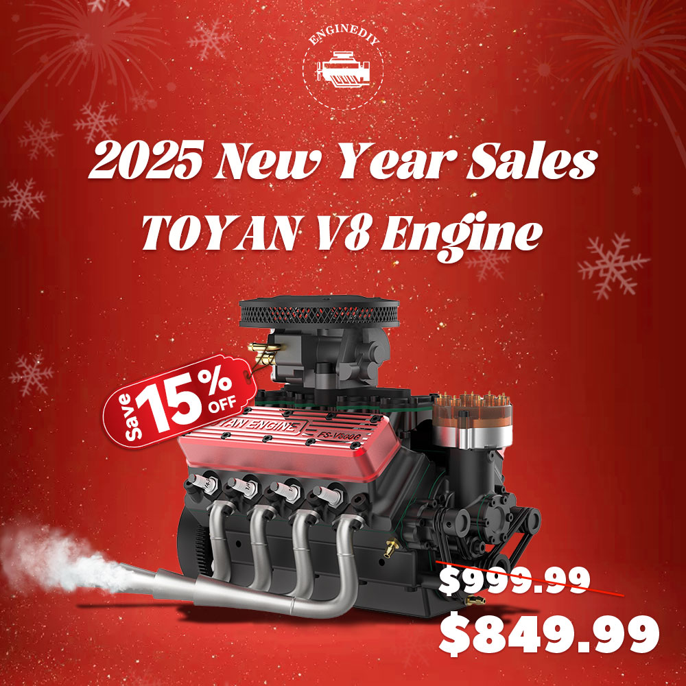 TOYAN V8 Engine FS-V800WGPC 28cc OHV Gasoline Engine - Build Your Own V8 Engine - V8 Engine Model Kit That Works