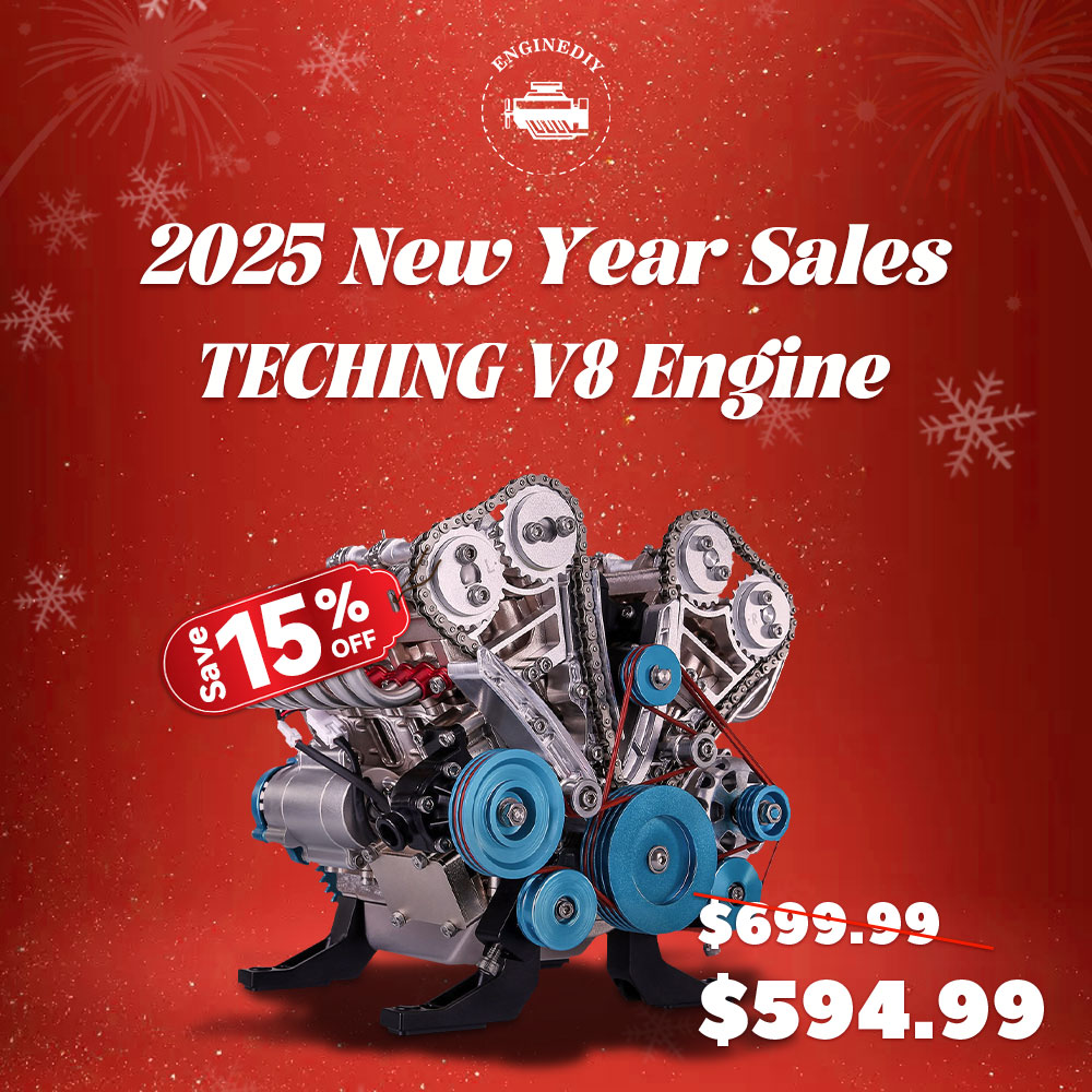 V8 Engine Model Kit that Works - Build Your Own V8 Engine - TECHING 1: 3 Full Metal V8 Car Engine Model Kit