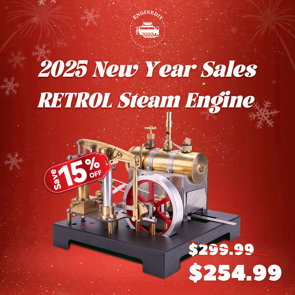 RETROL Full Metal Beam Engine Steam Engine Model Kit with Horizontal Boiler with Centrifugal Regulator Flyball