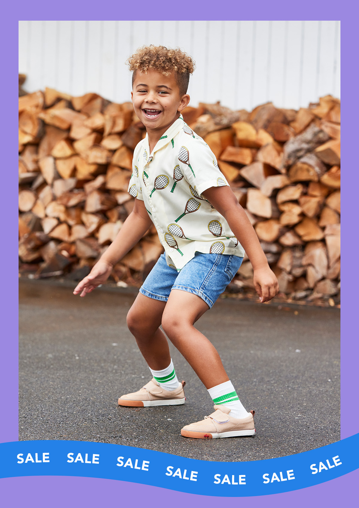Boy in the Wyatt Khaki sneakers