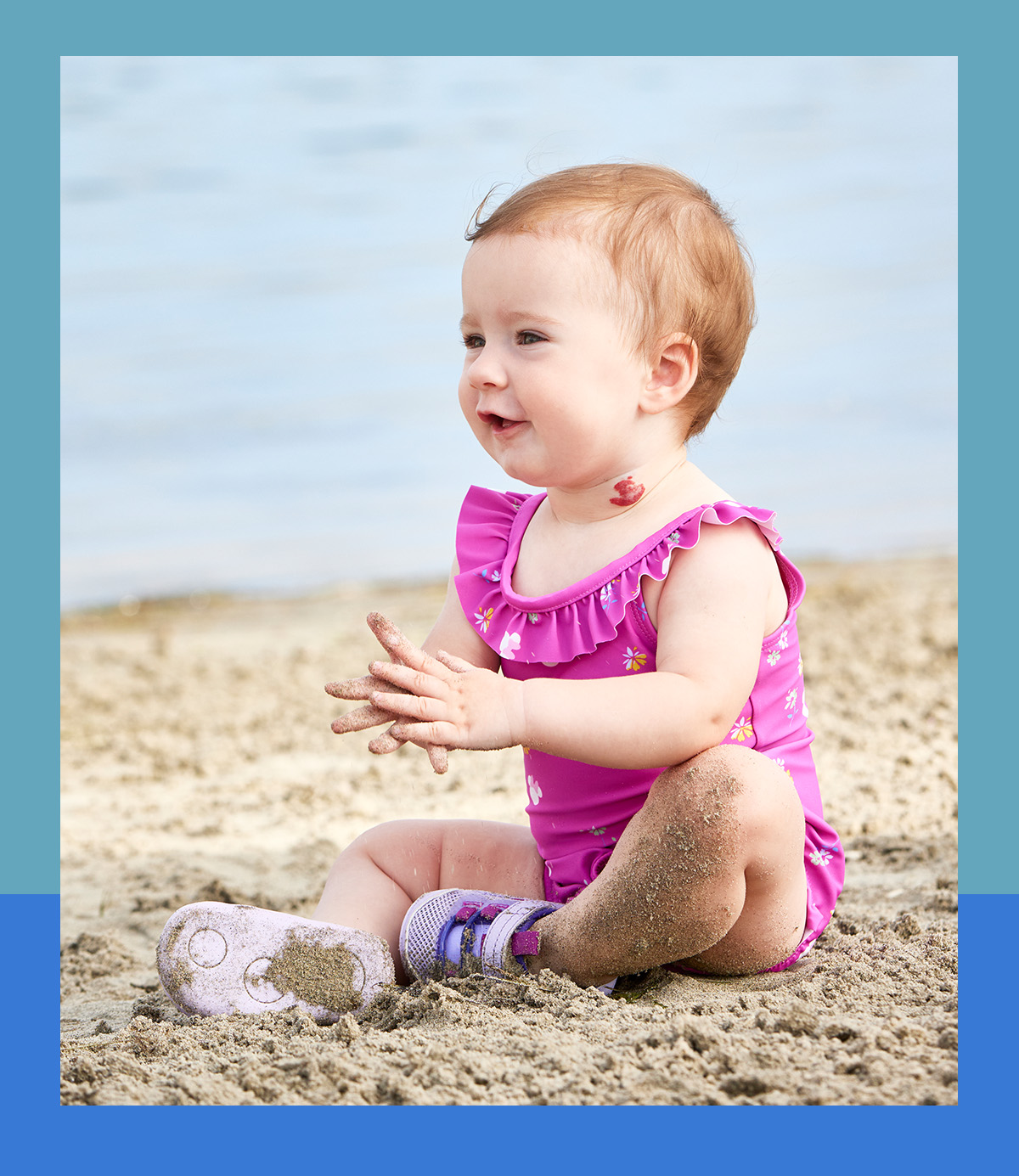 Baby Girl Wearing the Aven Mini Lavender Water-Friendly Shoes
