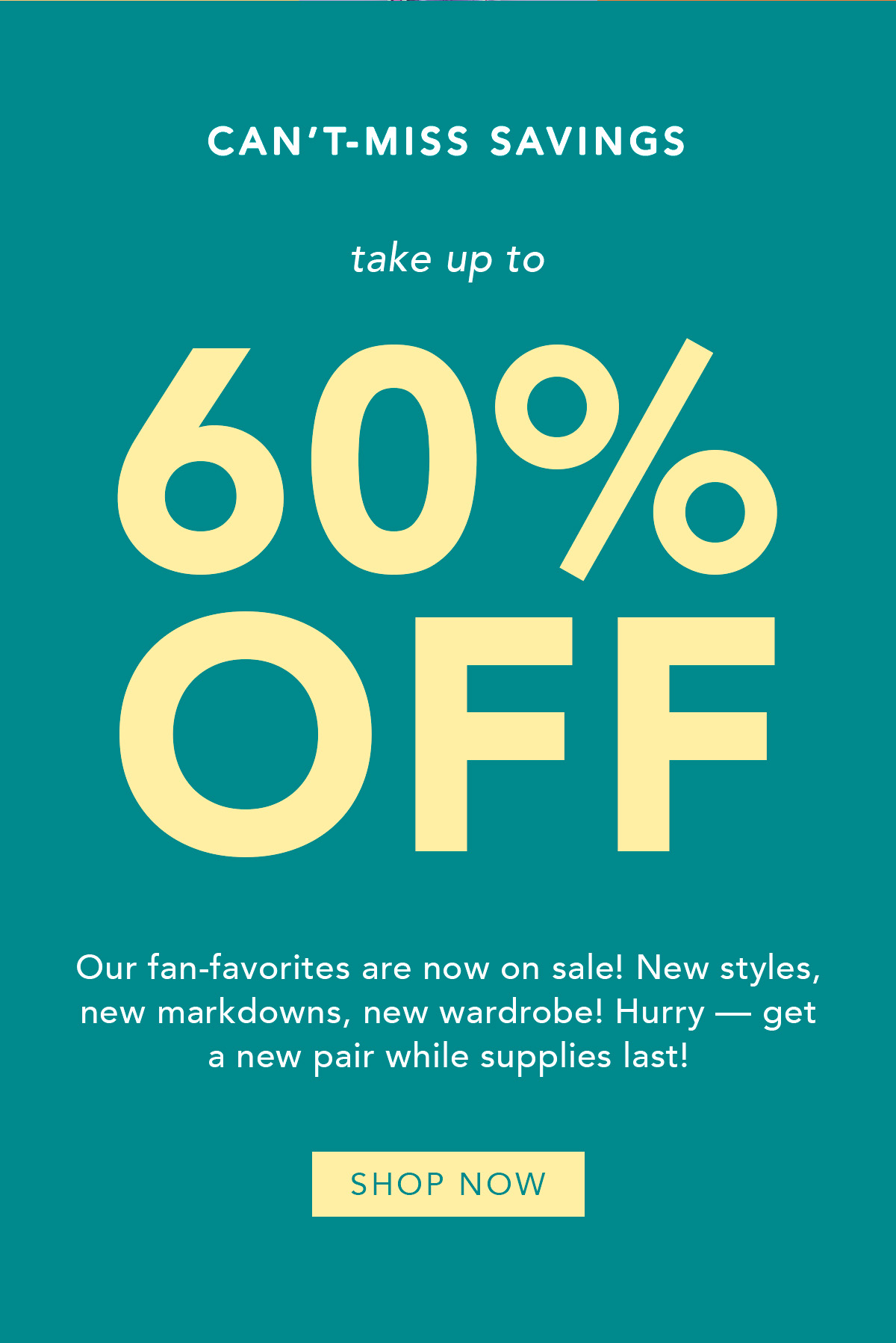 Take Up to 60% Sale Styles