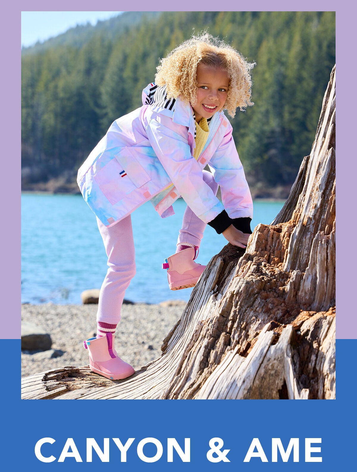 Girl wearing our Ame Waterproof Rose Pink