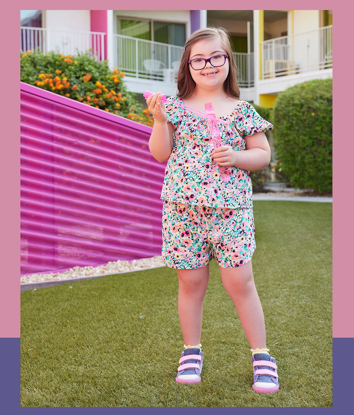 Girl Wearing Kya Purple/Multi