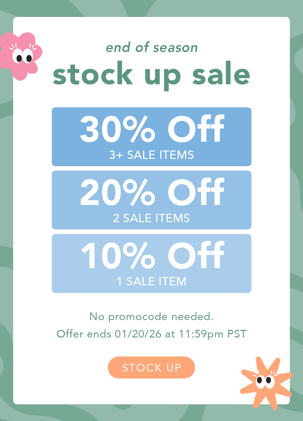 End of season stock up sale