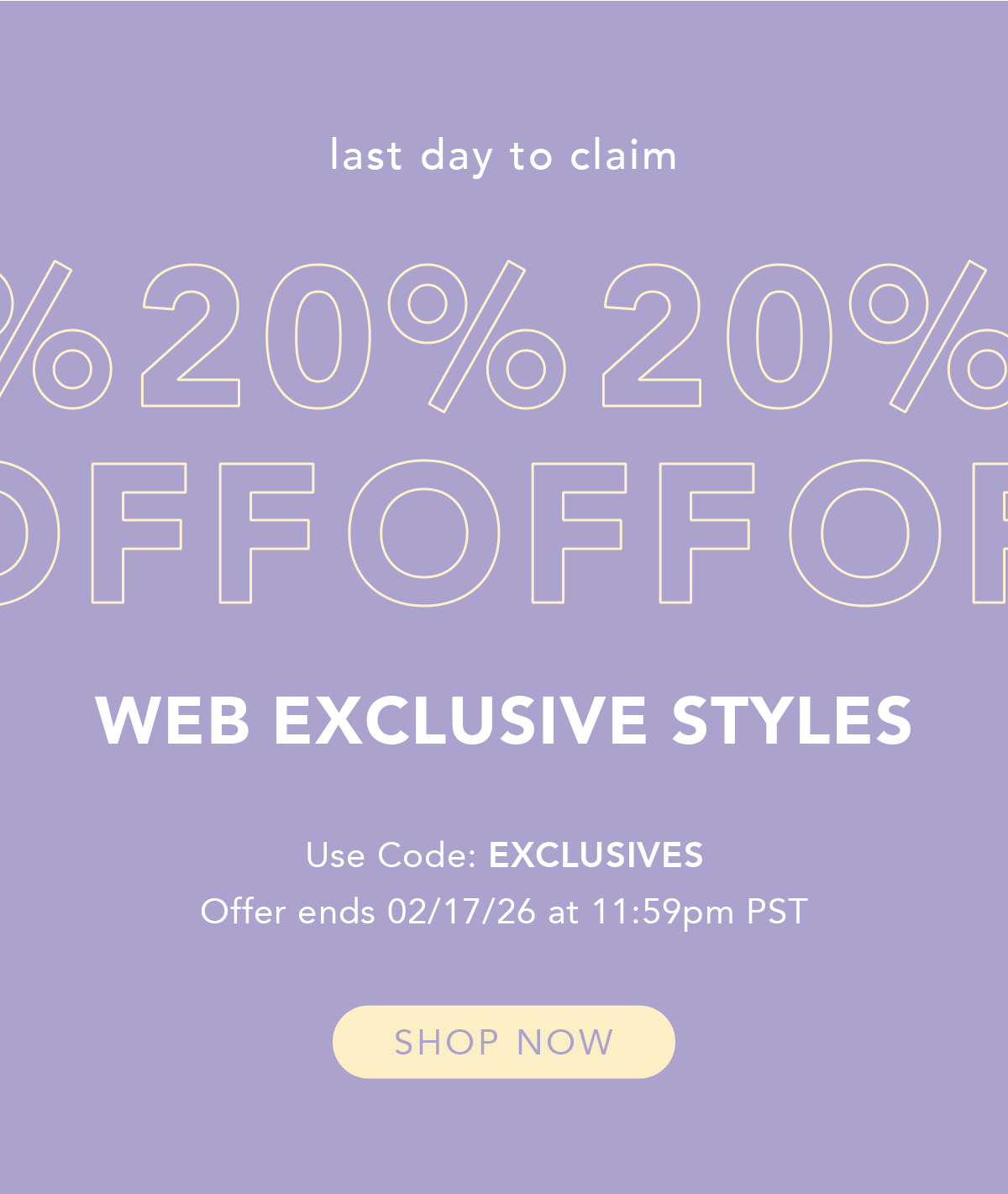 20% Off Web Exclusive Styles