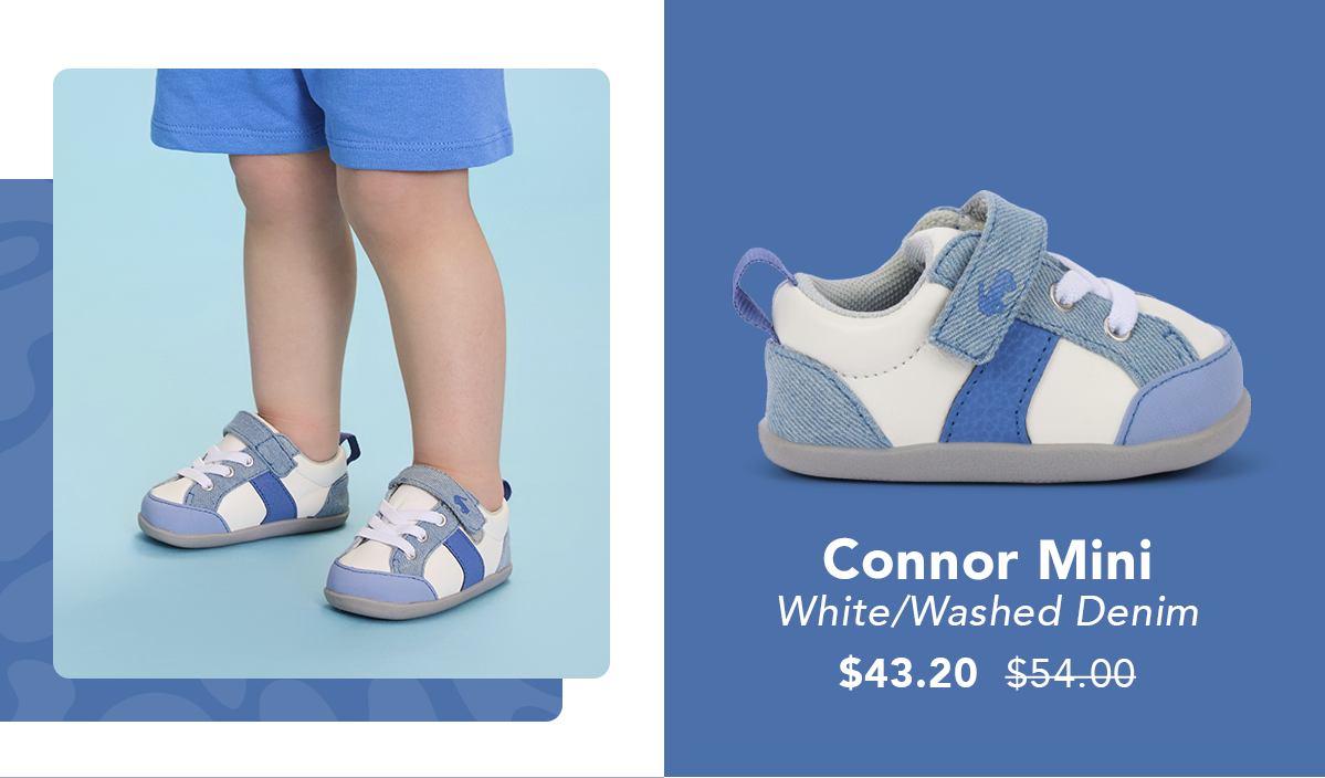 Connor Mini White/ Washed Denim