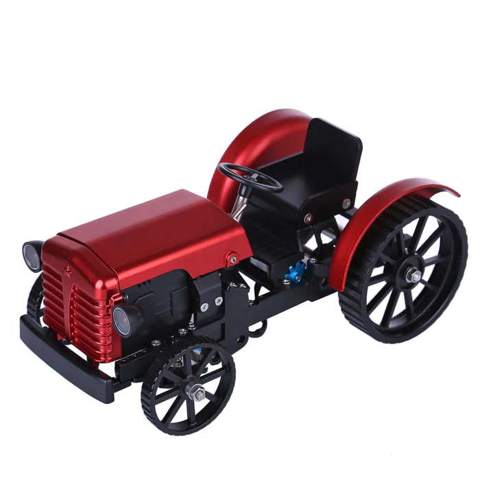 Teching Mini APP RC Tractor Metal Romote Control Model Tractor in Red DIY Assembly Kit Educational Toy Gifts Collection - Enginediy