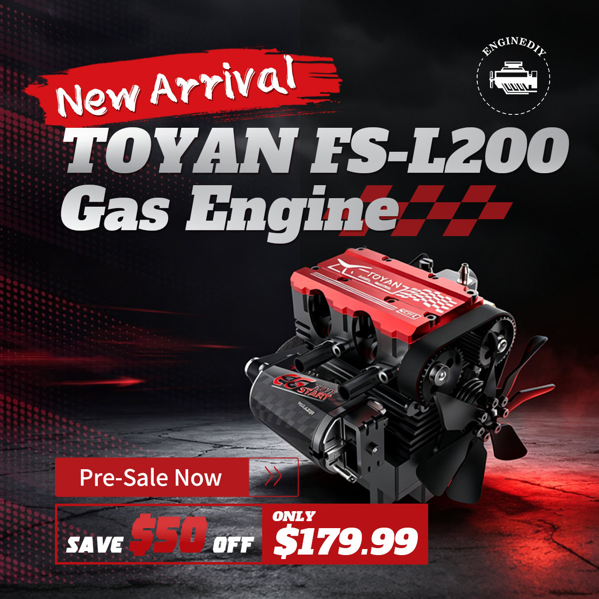 TOYAN FS-L200GC 7cc Inline Twin-Cylinder Four-Stroke Air Cooled Gasoline Engine Model Kit that Works