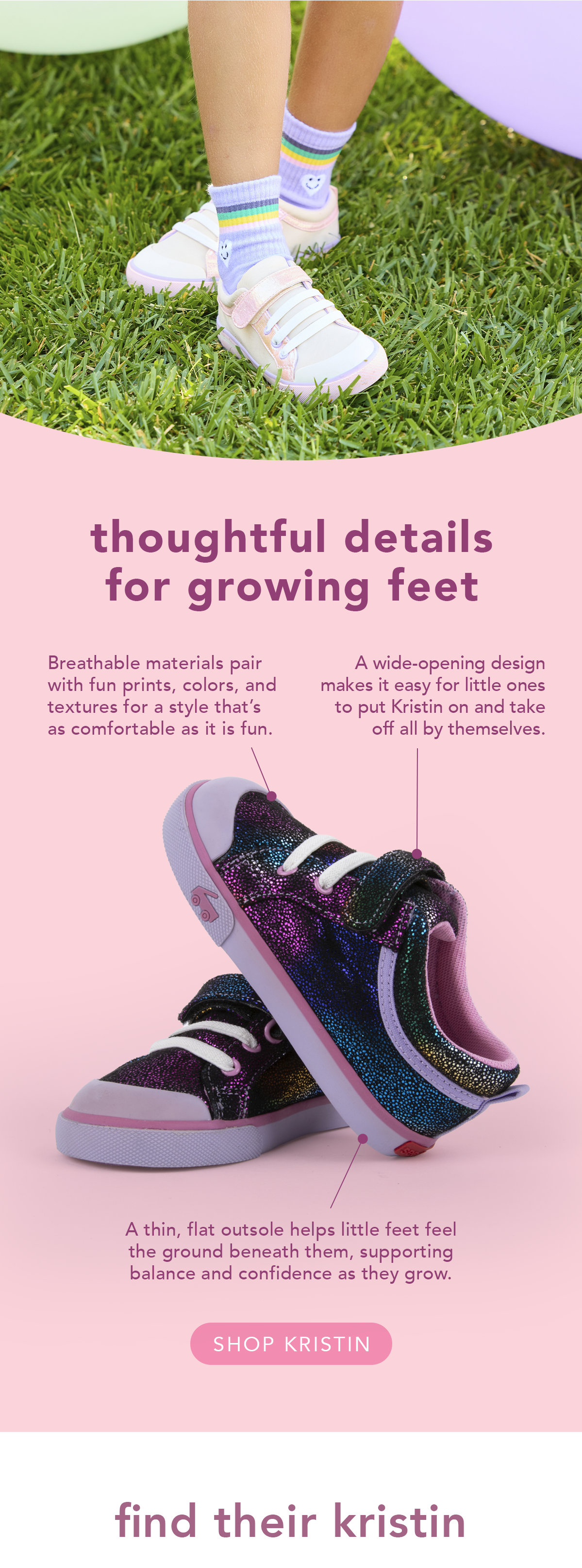 Thoughtful details for growing feet